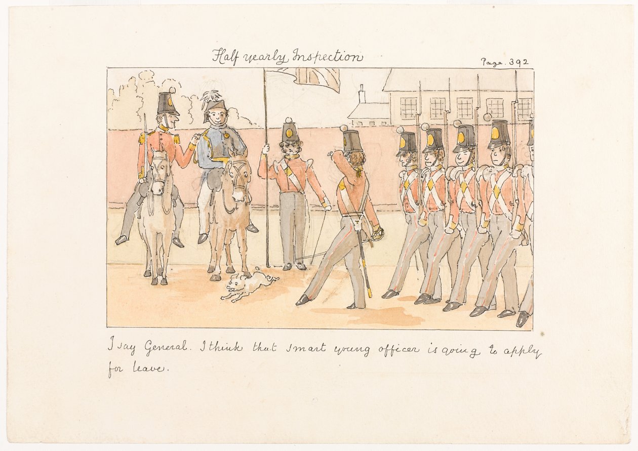 Half yearly Inspection, from Scenes of life in an Infantry Regiment 作者 未知艺术家