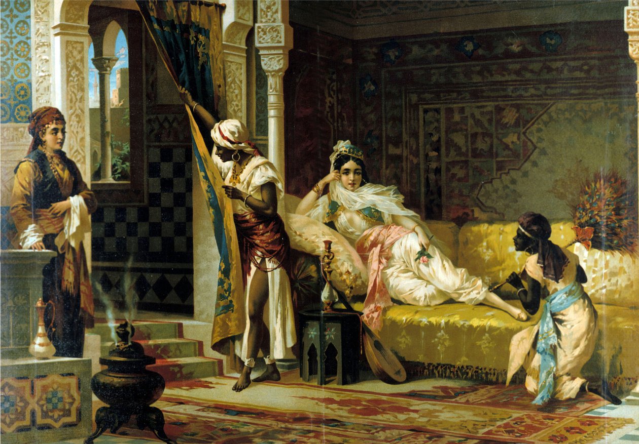 Harem. 19th century chromolithography. 作者 未知艺术家