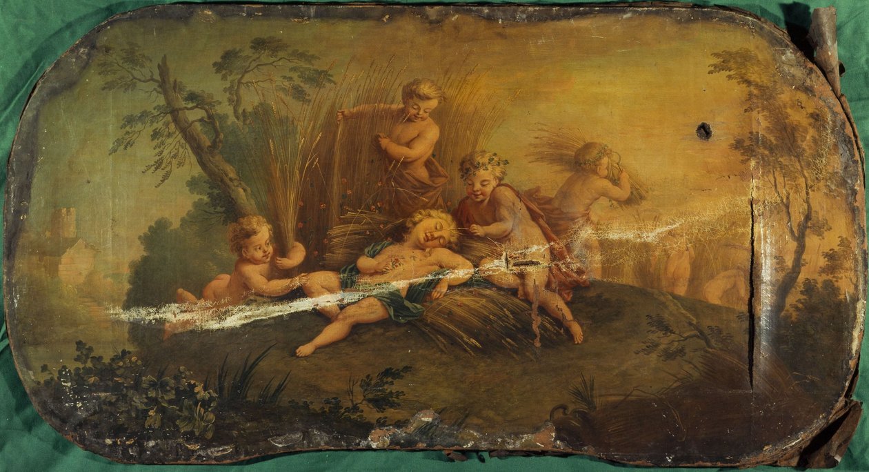收获的孩子或夏天，1701-1800 年间（布面油画） 作者 未知艺术家