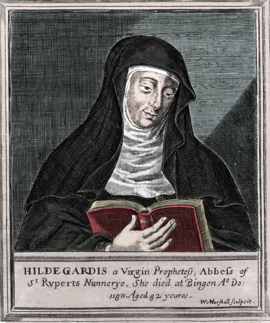 Hildegard of Bingen - Representation of Saint Hildegarde (Hildegard) (1098-1179) by Bingen”” Engraving of the 19th century 作者 未知艺术家