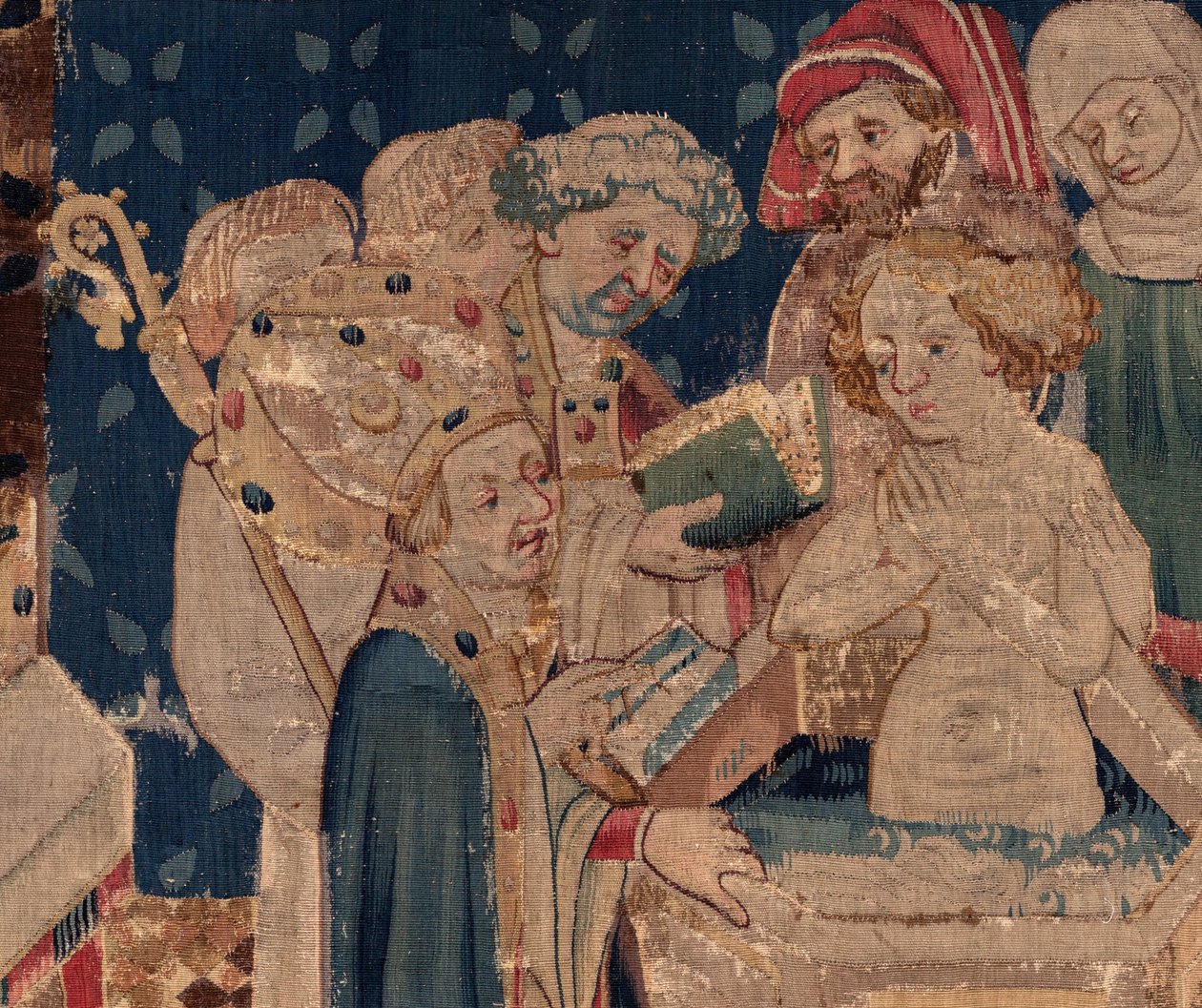 History of Saint Piat and Saint Eleuthère, Scene 13: baptism of Blanda (Comment li bons sains baptisa la fille tribun que leva de fons par tres grande mistere: Blande qui au bon saint fu mère). Detail. 作者 未知艺术家
