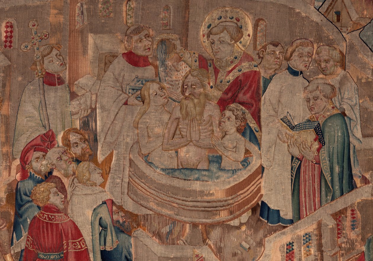 History of Saint Piat and Saint Eleuthère, Scene 6 Detail mid. Baptism scene. 作者 未知艺术家