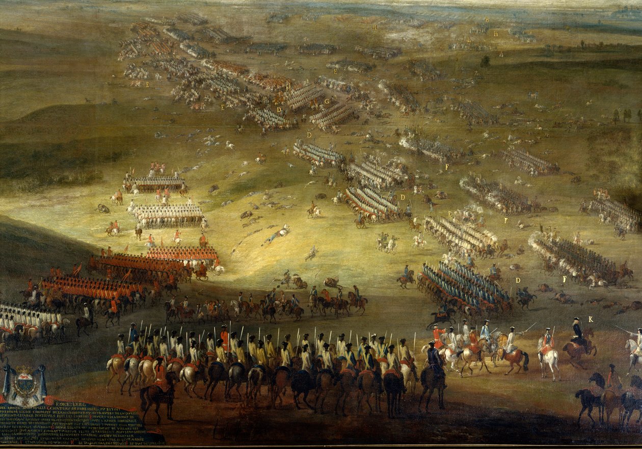 荷兰战争：Kokesberg 战役（1677 年）也称为 Kochersberg（在阿尔萨斯） 1677 年的匿名绘画。Chateau De Vaux Le Viscount。 作者 未知艺术家