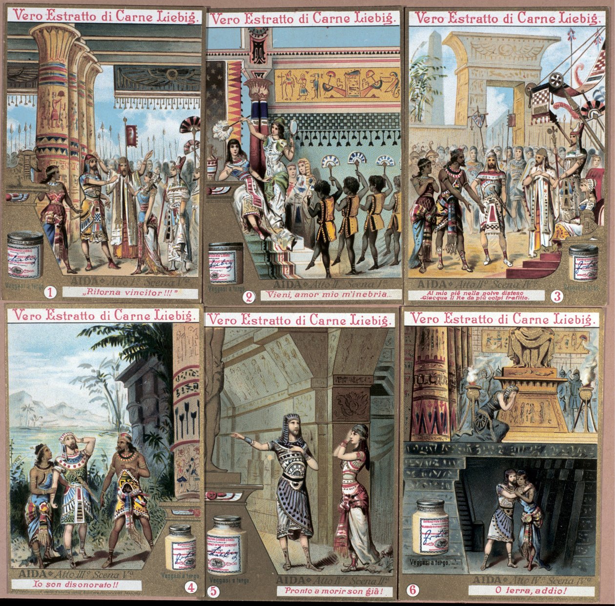 意大利作曲家朱塞佩-威尔第（1813-1901）的歌剧《阿依达》插图。19世纪末的色版画。 作者 未知艺术家