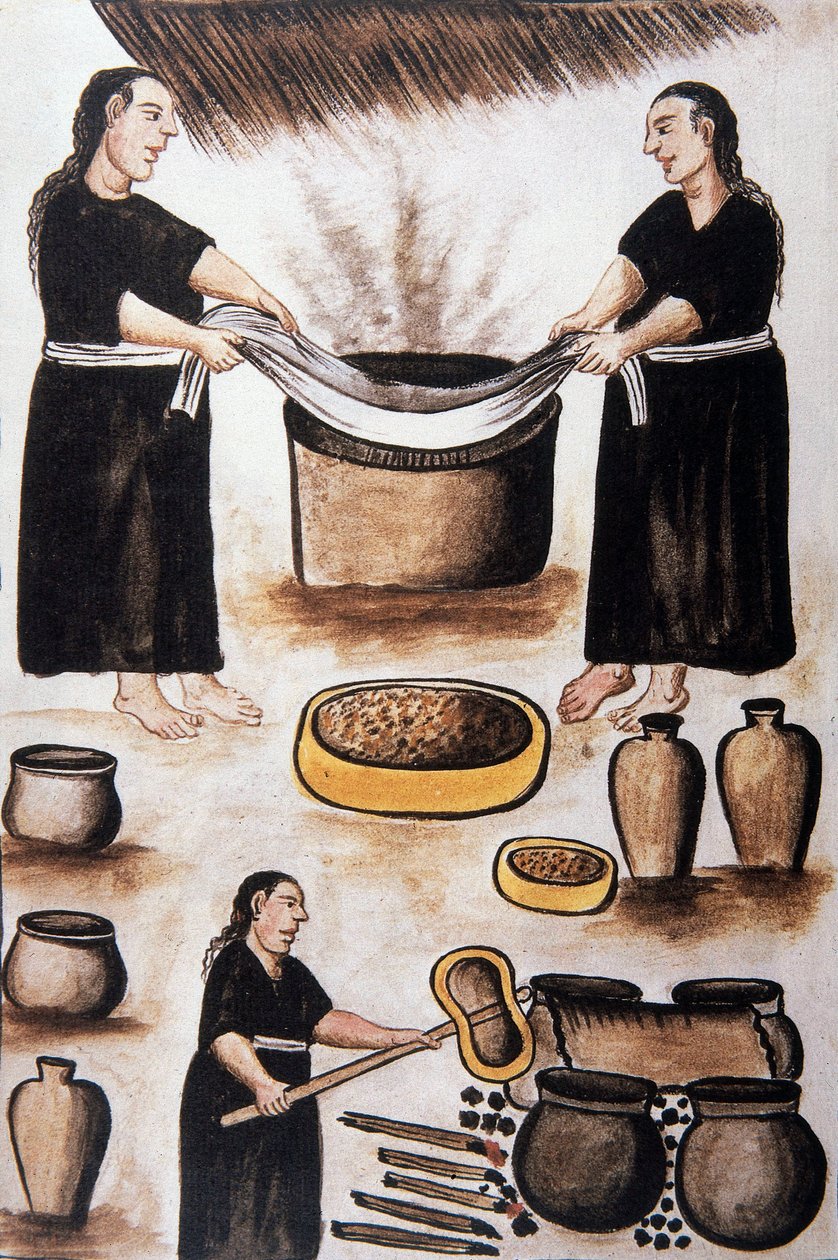 印度人烹饪肉类，出自《秘鲁特鲁希略》或《Códice Martínez Compañón》一书，作者是特鲁希略主教巴尔塔扎尔·马丁内斯·康帕尼翁·布扬达 (1782-1785) 作者 未知艺术家