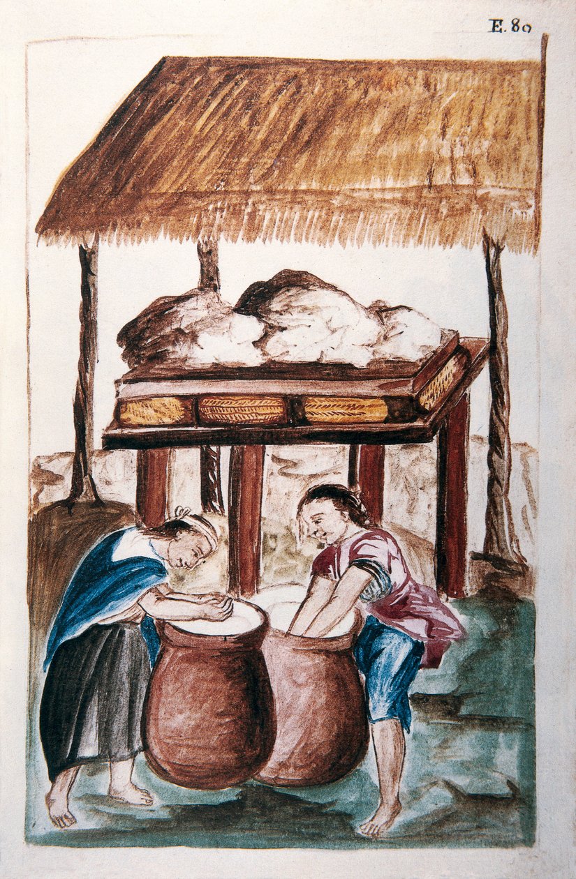 印度人制作奶酪，出自《秘鲁特鲁希略》或《Códice Martínez Compañón》一书，特鲁希略主教巴尔塔扎尔·马丁内斯·康帕尼翁·布扬达 (1782-1785) 作者 未知艺术家