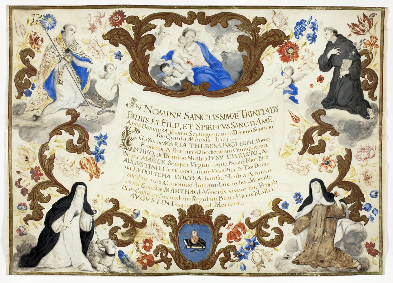 Maria Theresa Baglioni 修女的授职证书 作者 未知艺术家