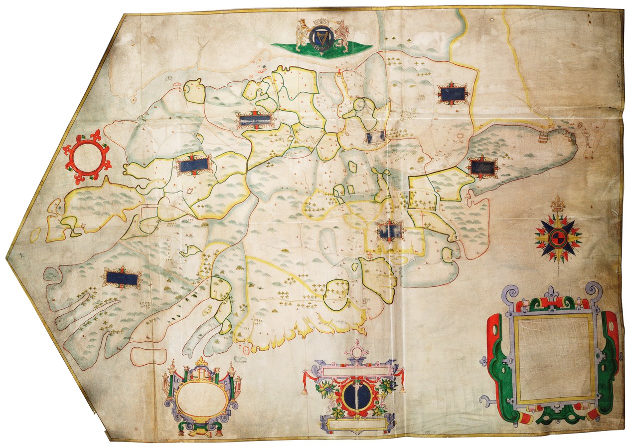 爱尔兰香农河口，约 1585 年（牛皮纸、亚麻布） 作者 未知艺术家