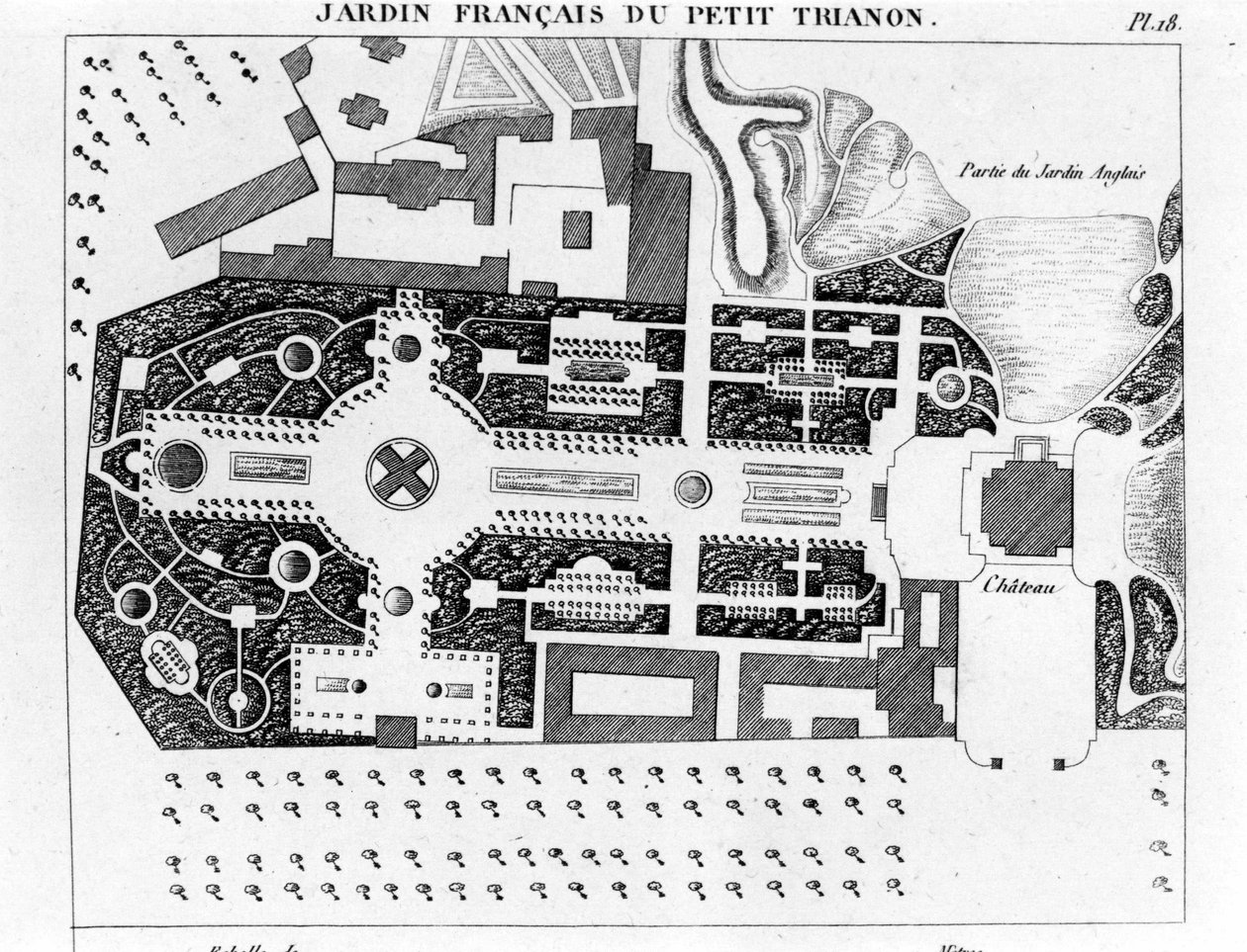 法国 Pee​​r Trianon 花园 - 在“关于花园的构成和装饰的论文”中，巴黎 作者 未知艺术家