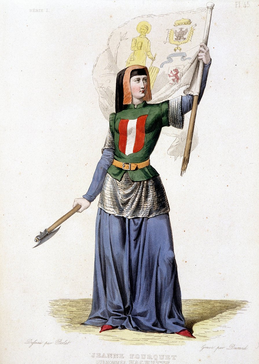 贞德-赖斯内，又名贞德-福凯，绰号贞德-哈切特，法国女英雄（1456年至？ 1835年的雕刻作品。 作者 未知艺术家