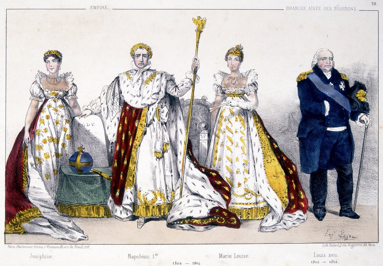 Joséphine, Napoleon 1er, Marie Louise and Louis XVIII - in “La Monarchie francaise en estampes”” 作者 未知艺术家