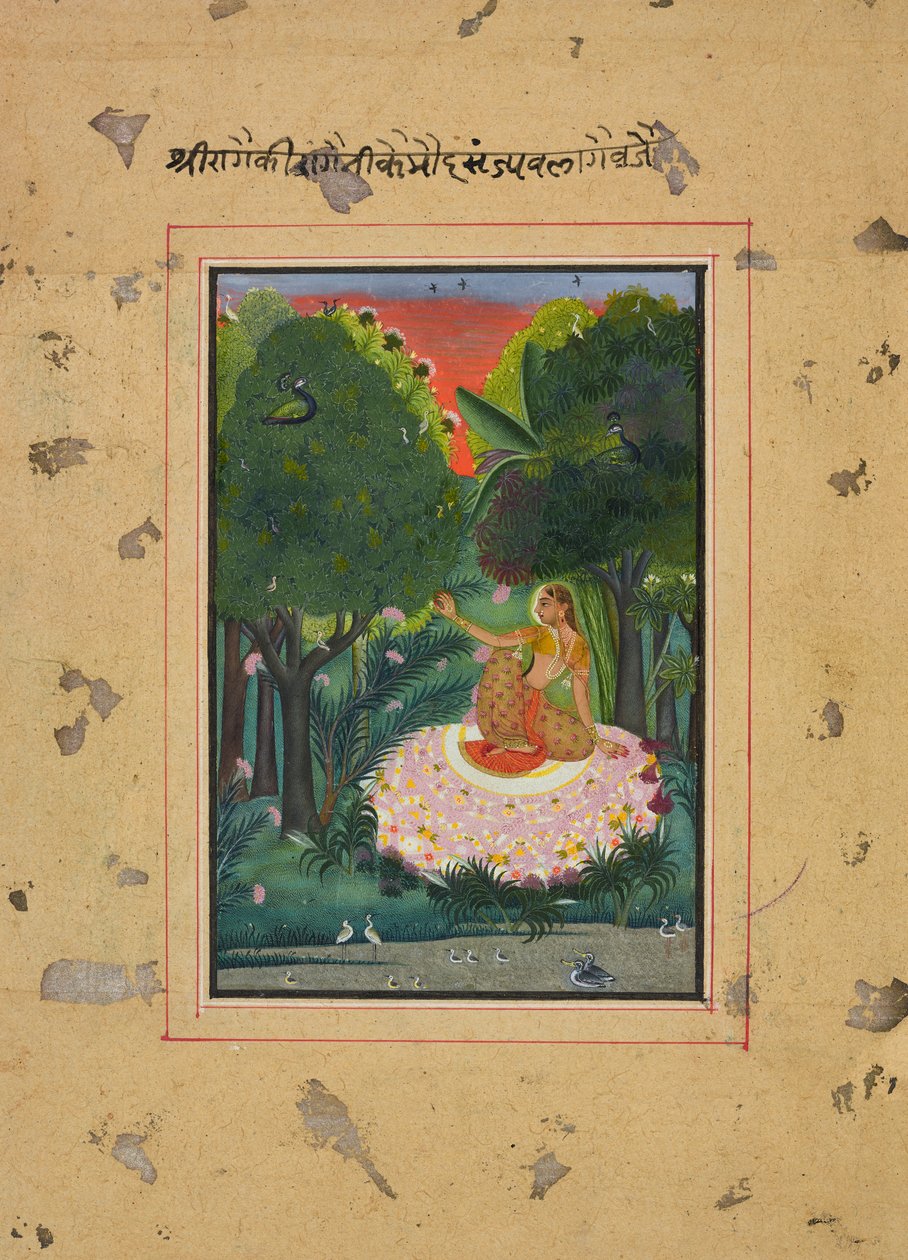 卡莫德-拉吉尼，来自<em>Ragamala</em>的对页。 作者 未知艺术家