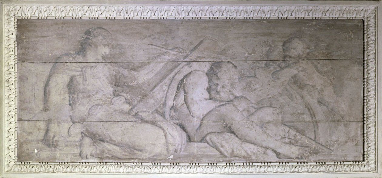 时间肩上的历史书写，1775 年至 1785 年间（木板油画） 作者 未知艺术家