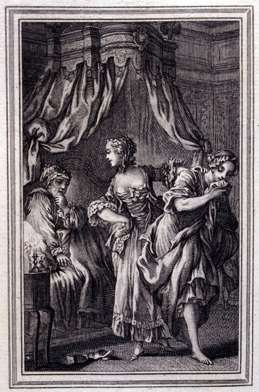 La Chageure des trois commerce-在让·拉封丹的“诗歌中的故事和新闻”中。 1762. 作者 未知艺术家