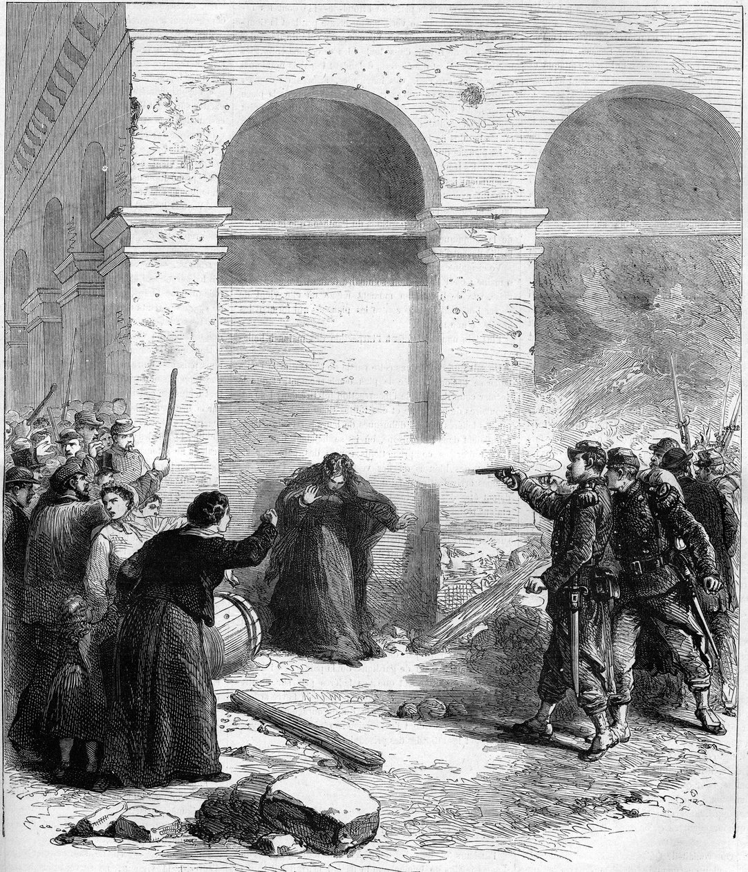 1871 年的巴黎公社。石油惊喜 rue de Rivoli。 作者 未知艺术家