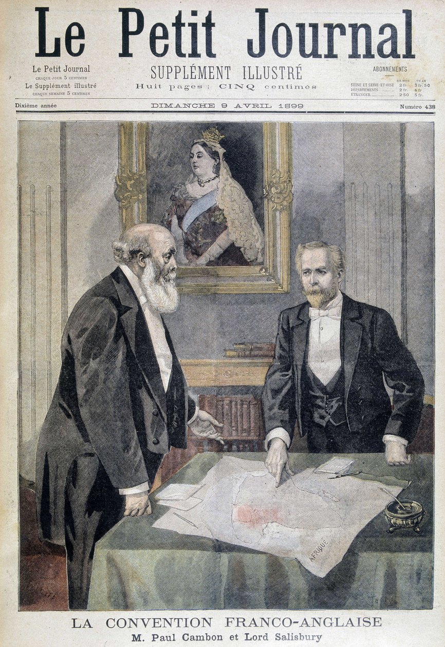 法英公约：保罗·康本先生和索尔兹伯里勋爵 - 在 09/04/1899 的“”Le PetitJournal“”中 作者 未知艺术家