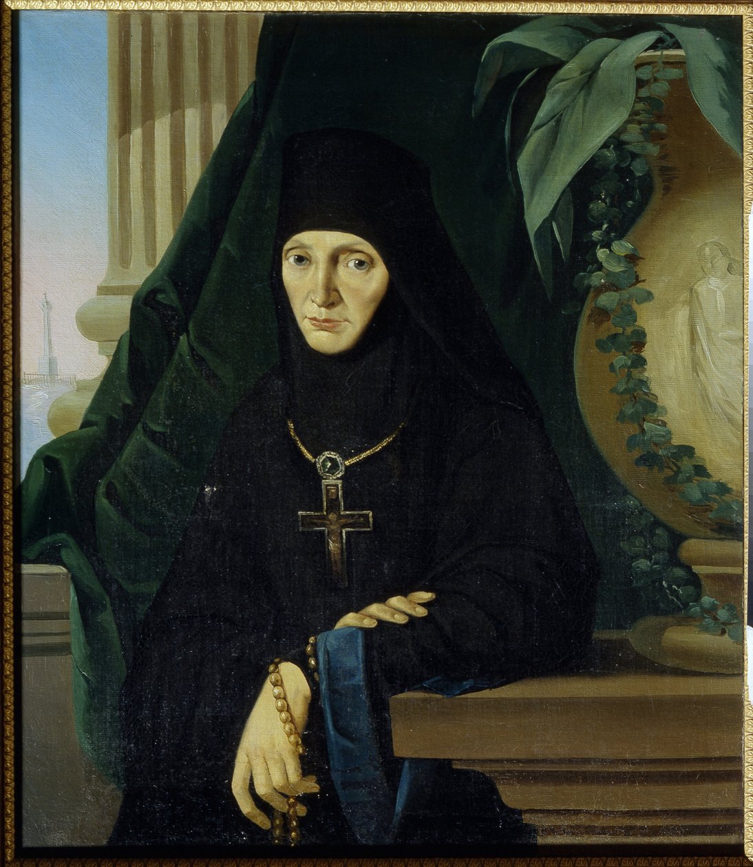 院长玛丽亚（玛格丽塔-图奇科娃）（Mother Superior Maria (Tuchkova).1812 年，拿破仑的 "大军团"（1769-1821 年）入侵期间，斯帕索博罗金斯基东正教修道院的女修道院院长（hegoumene）。佚名画作，布面油画，约 作者 未知艺术家