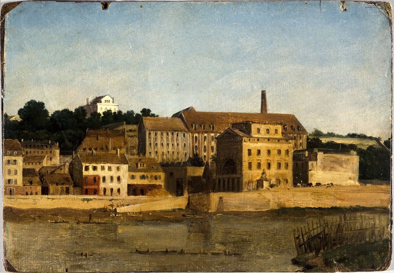 La raffinerie et le jardin Delessert, à Passy, vus de la rive gauche, circa 1820（纸面油画，纸板） 作者 未知艺术家