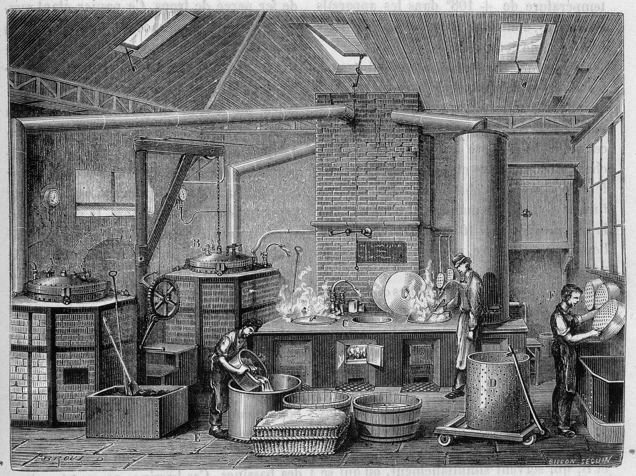 Laboratory for cooking canned food - in “” The wonders of the industry”” by Louis Figuier 作者 未知艺术家