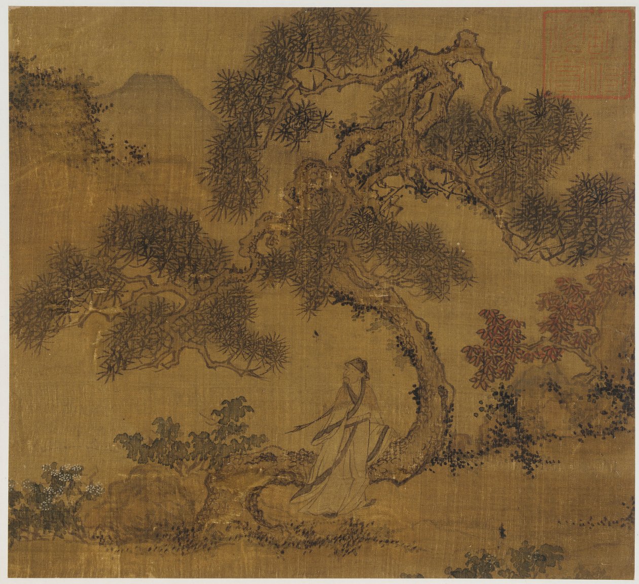 风景：松树下的人 作者 未知艺术家