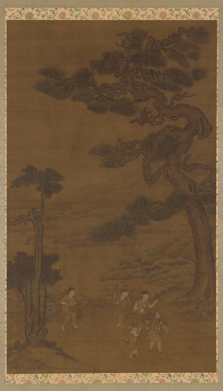 风景：大松树下的手工艺人 作者 未知艺术家