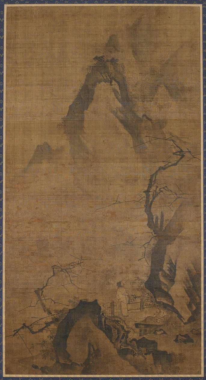 风景：山和水；梅树下的人物 作者 未知艺术家