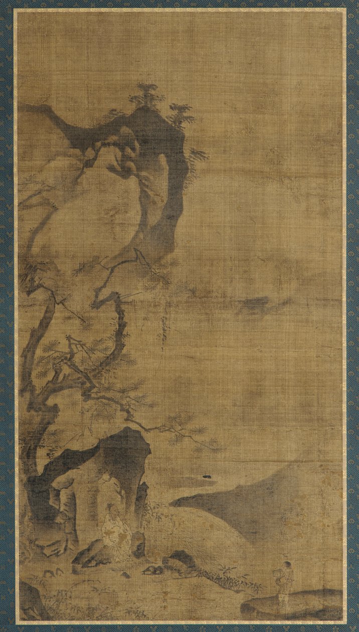 风景：山和水；松树下的人物 作者 未知艺术家