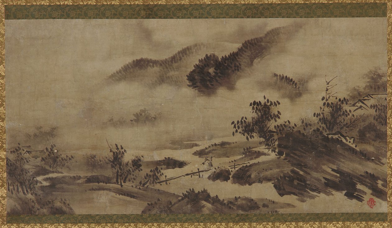 景观：山、雾和溪流 作者 未知艺术家