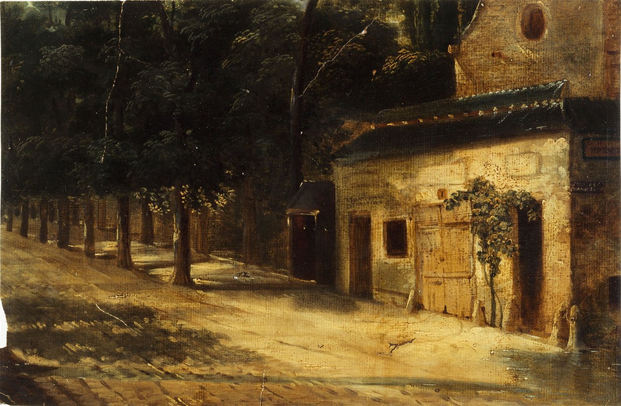 Le coin de la rue du Faubourg-Saint-Honoré, 今第八区，1820 年至 1840 年间（布面油画） 作者 未知艺术家