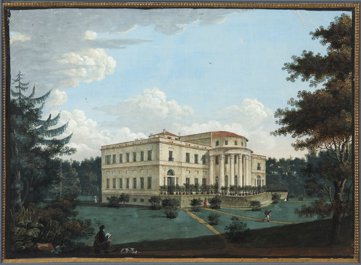 Le palais Elaguine - The Yelagin Palace at Saint Petersburg - Anonymous. Gouache on paper, before 1817. State Museum of the History of Saint Petersburg 作者 未知艺术家