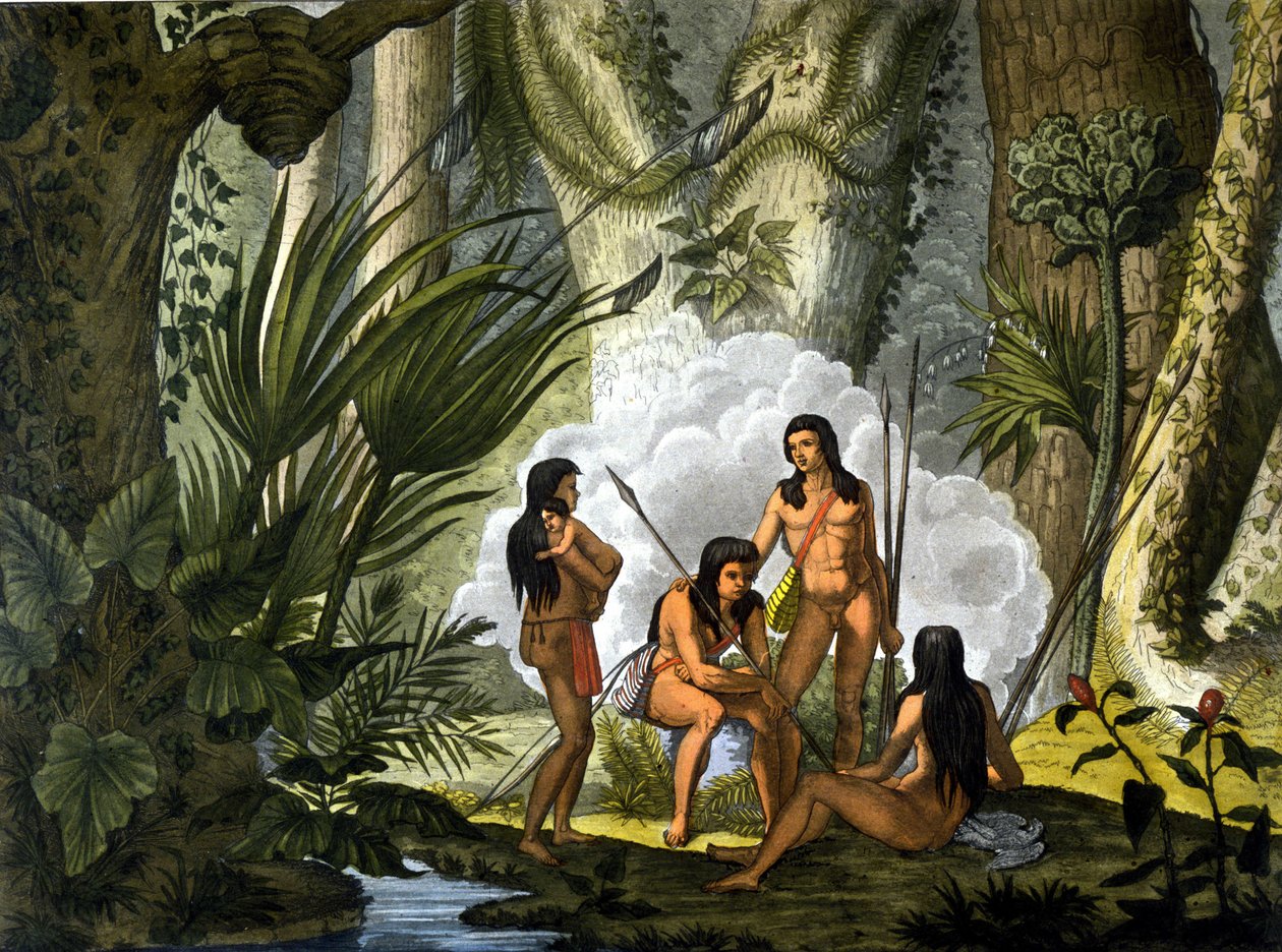 Les camacans, indians du Brasil - in “” Le costume ancien et moderne”” by Ferrario, ed. Milan 作者 未知艺术家