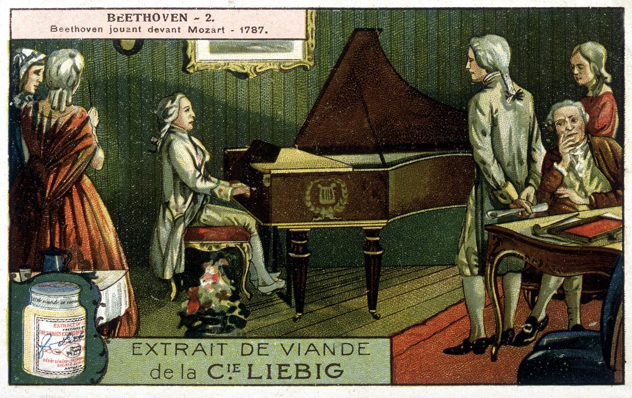 李比希色谱法。 Ludwig van Beethoven (1770/1827) 在 Wolfgang Amadeus Mozart (1756/1791) 之前演奏。 这里是 1787 年。 作者 未知艺术家