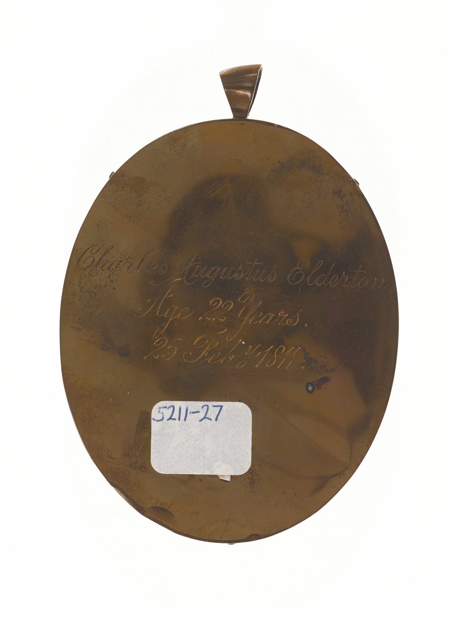 查尔斯-奥古斯都-埃尔德顿（1789-1841）中尉，第九马德拉斯本地步兵，1811年2月25日（象牙上的微型画）。 作者 未知艺术家