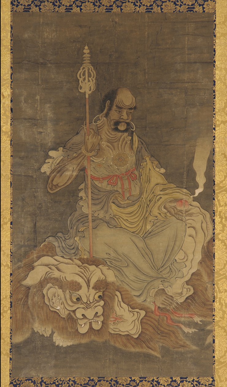 罗汉，坐在狮子上 作者 未知艺术家
