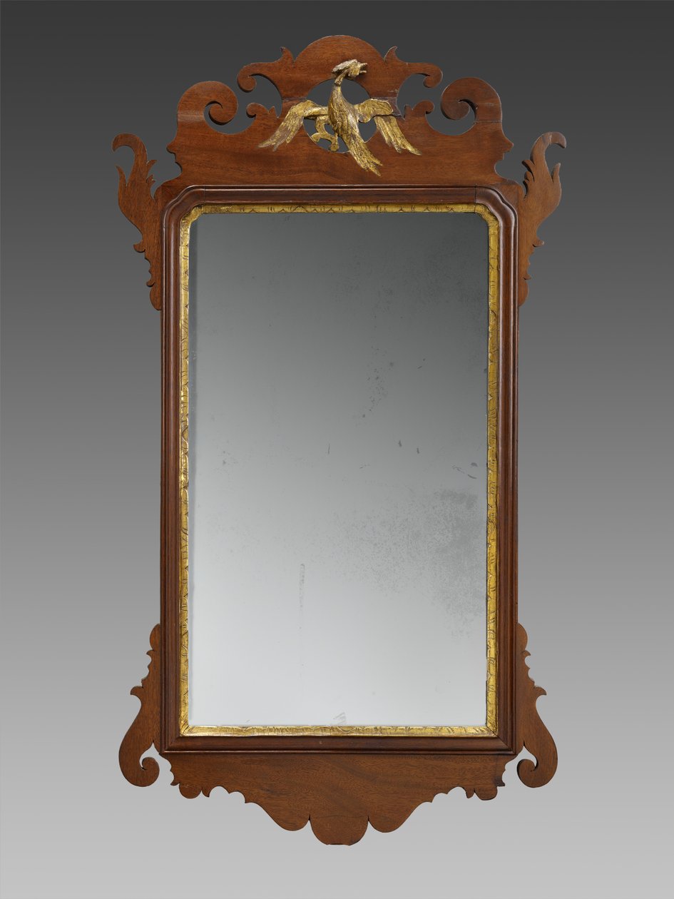 窥镜c。 1750-1820（桃花心木贴面，身份不明的次生木材，金箔和镜面玻璃） 作者 未知艺术家