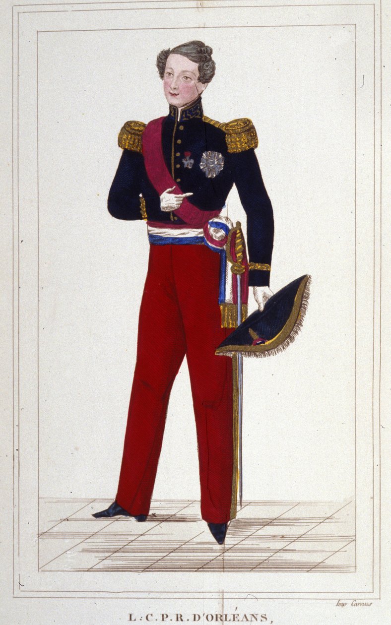 路易斯·查尔斯·菲利普·德奥尔良，内穆尔公爵。 法国王子（1814 年至 1896 年），一世国王路易·菲利普（Louis-Philippe）的儿子。 1850 年的雕刻 作者 未知艺术家