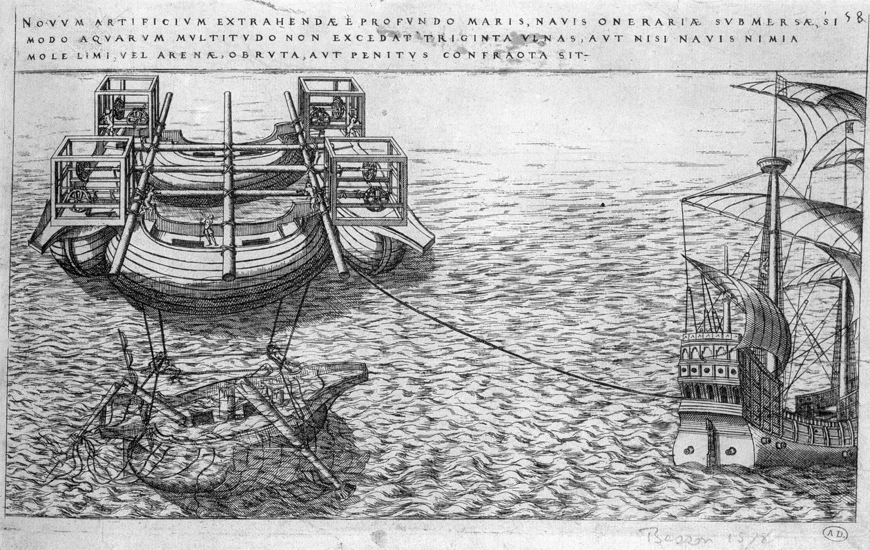 16 世纪用于救助船舶的机器 - ed。 1578 作者 未知艺术家