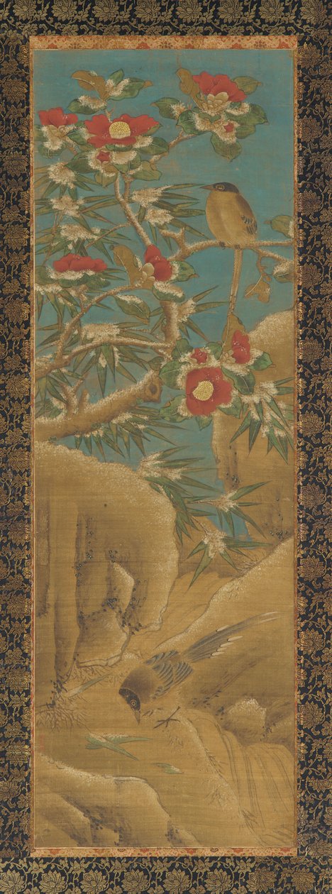 雪中的喜鹊和山茶花 作者 未知艺术家