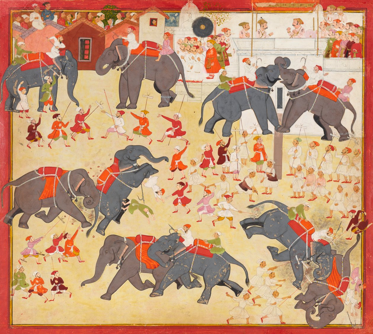 Maharana Raj Singh 观看斗象 作者 未知艺术家