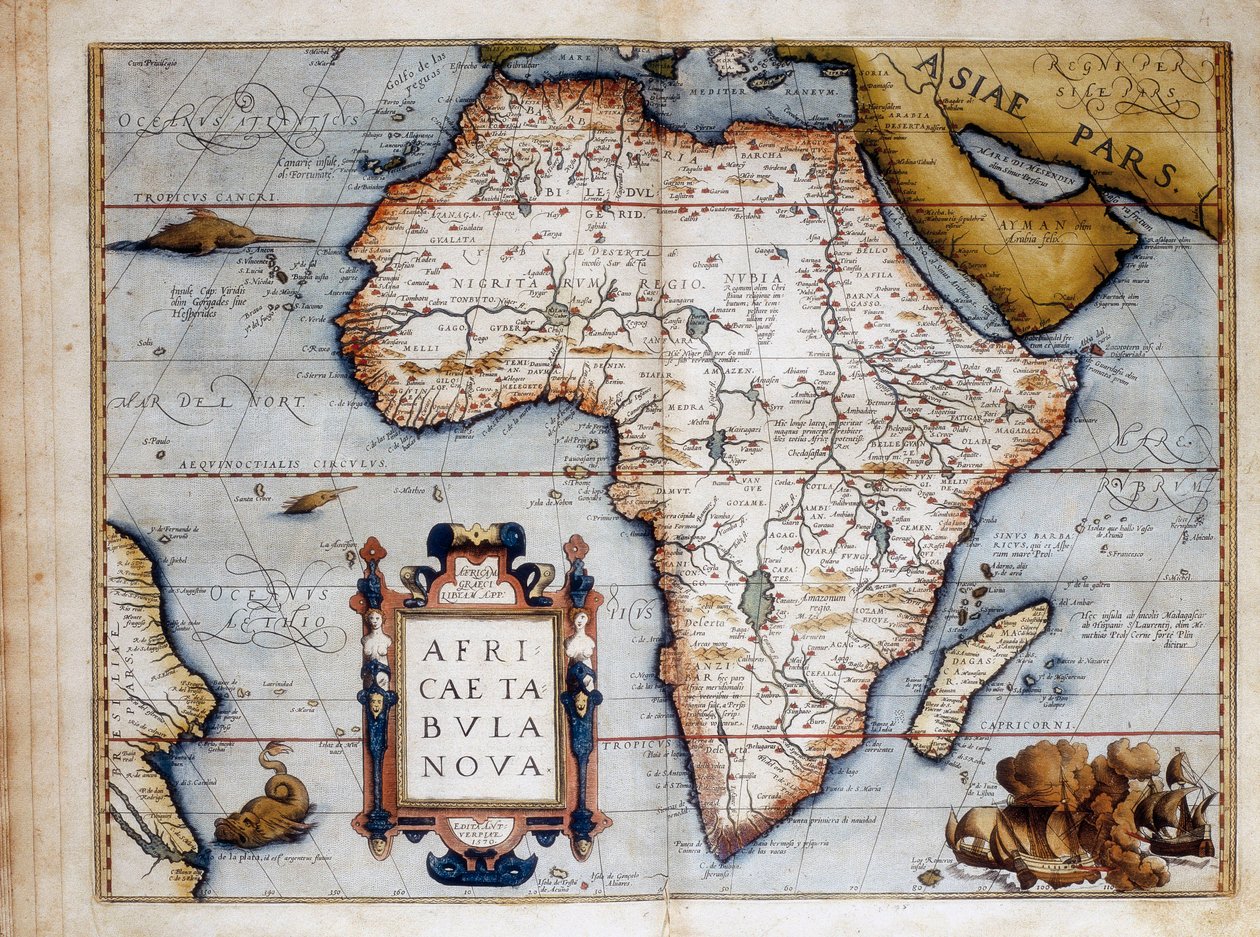 Map of Africa, Plate taken from "Theatrum Orbis Terrarum" by Abraham Ortelius (1527-1598) 1574 作者 未知艺术家