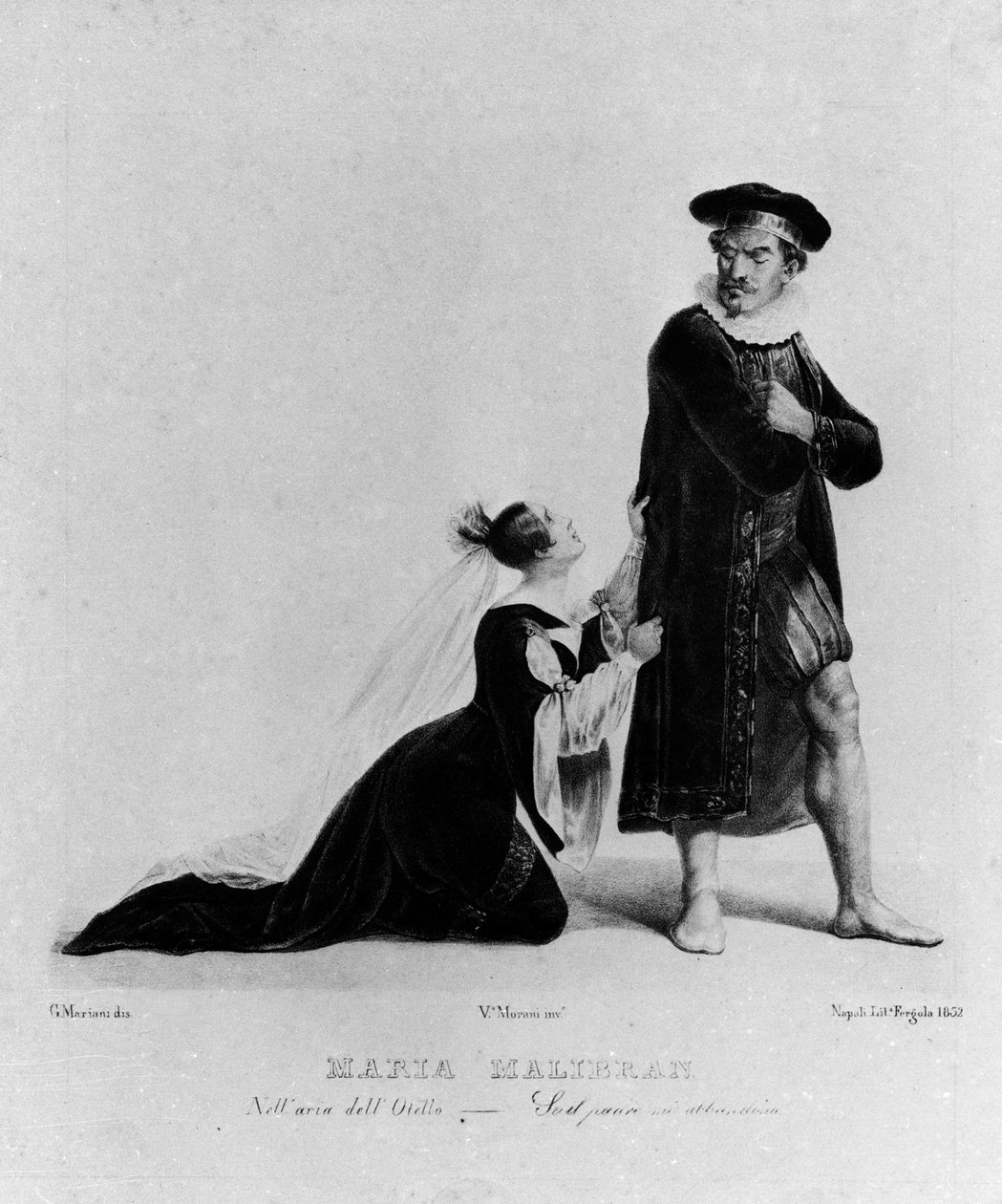玛丽亚·加西亚 (Maria Garcia) 称马里布兰 (1808-1836) 歌手和朱塞佩·威尔第 (Giuseppe Verdi) 的“奥赛罗”：“如果你抛弃我，父亲......” 作者 未知艺术家