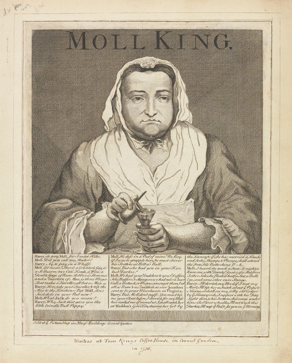 Moll King（考文特花园国王咖啡馆臭名昭著的女主人的宽边雕刻肖像......） 作者 未知艺术家