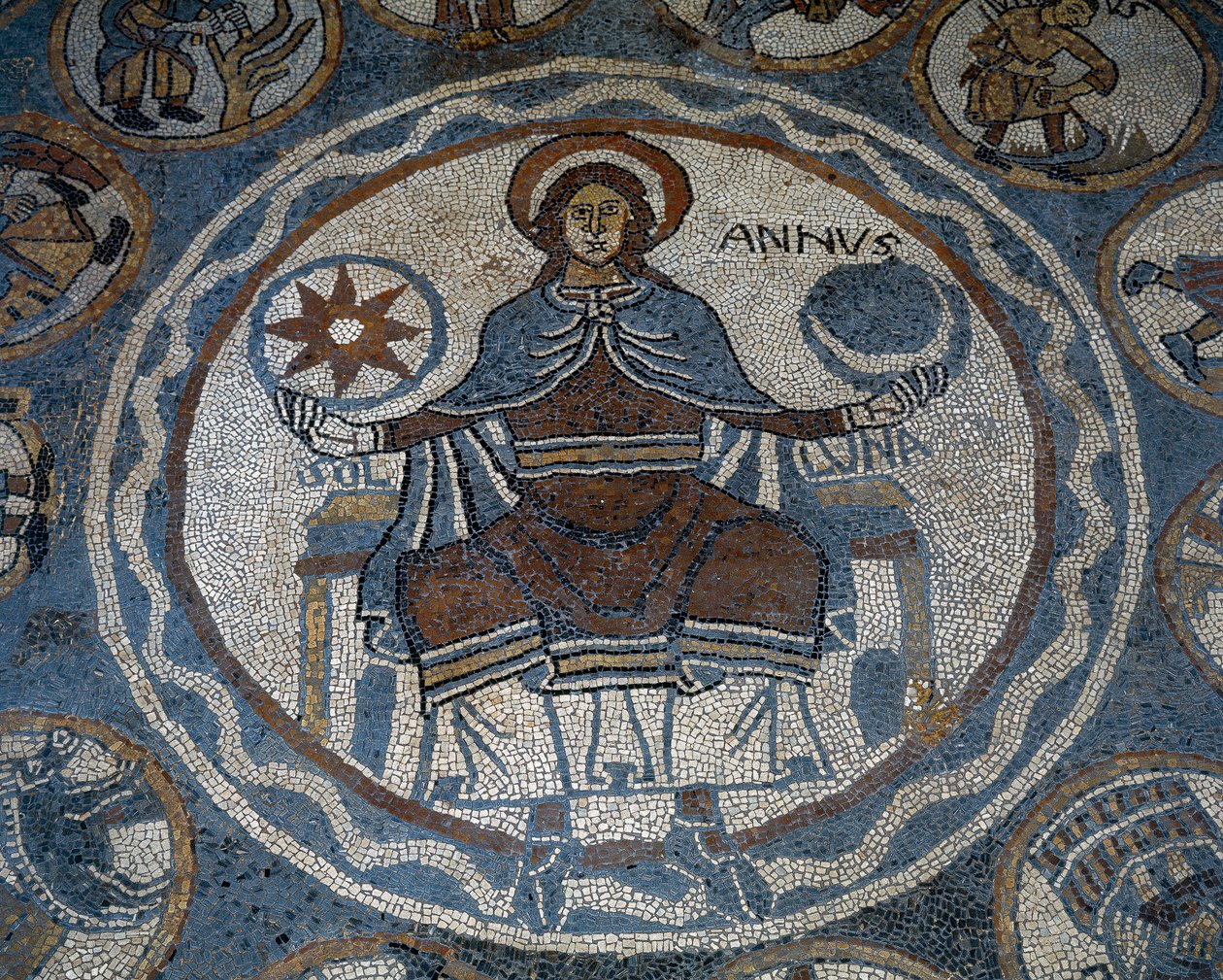 Mosaic floor depicting the months of the year 作者 未知艺术家