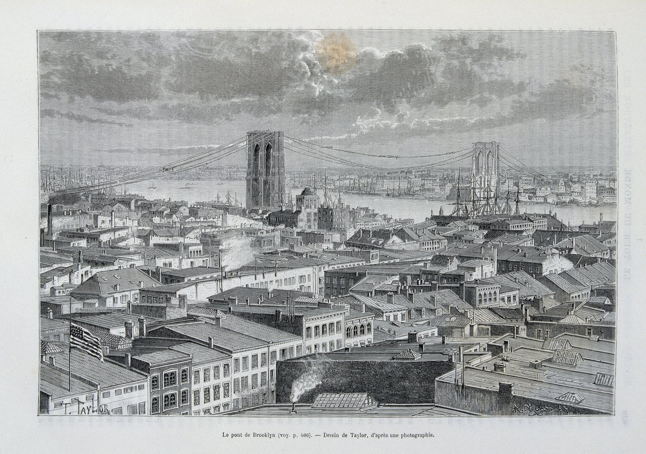 建设中的纽约和布鲁克林大桥 - 在“世界巡回演唱会”，第二节。 1881年 作者 未知艺术家