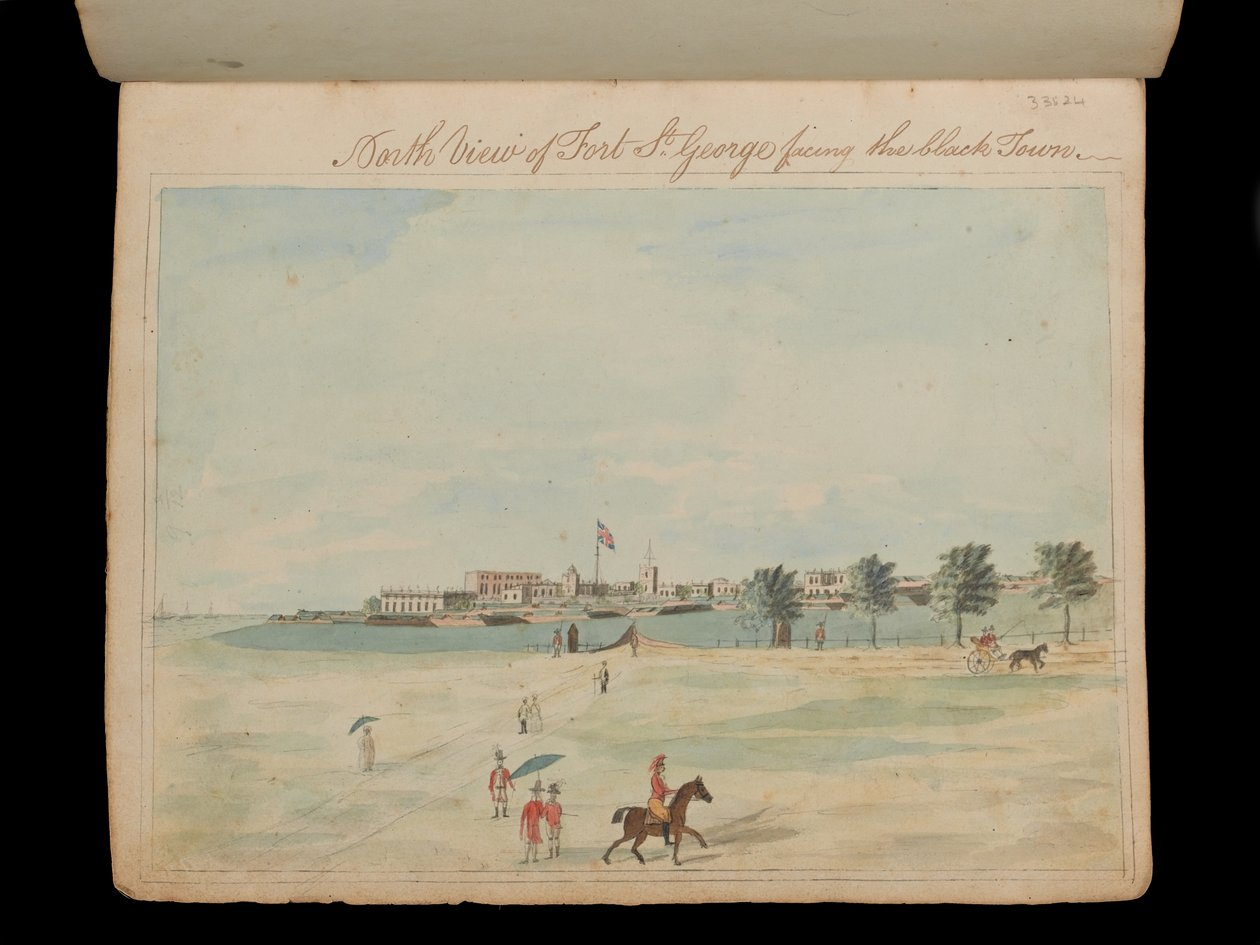 North View of Fort St George facing the black town, c.1800 (watercolor) 作者 未知艺术家