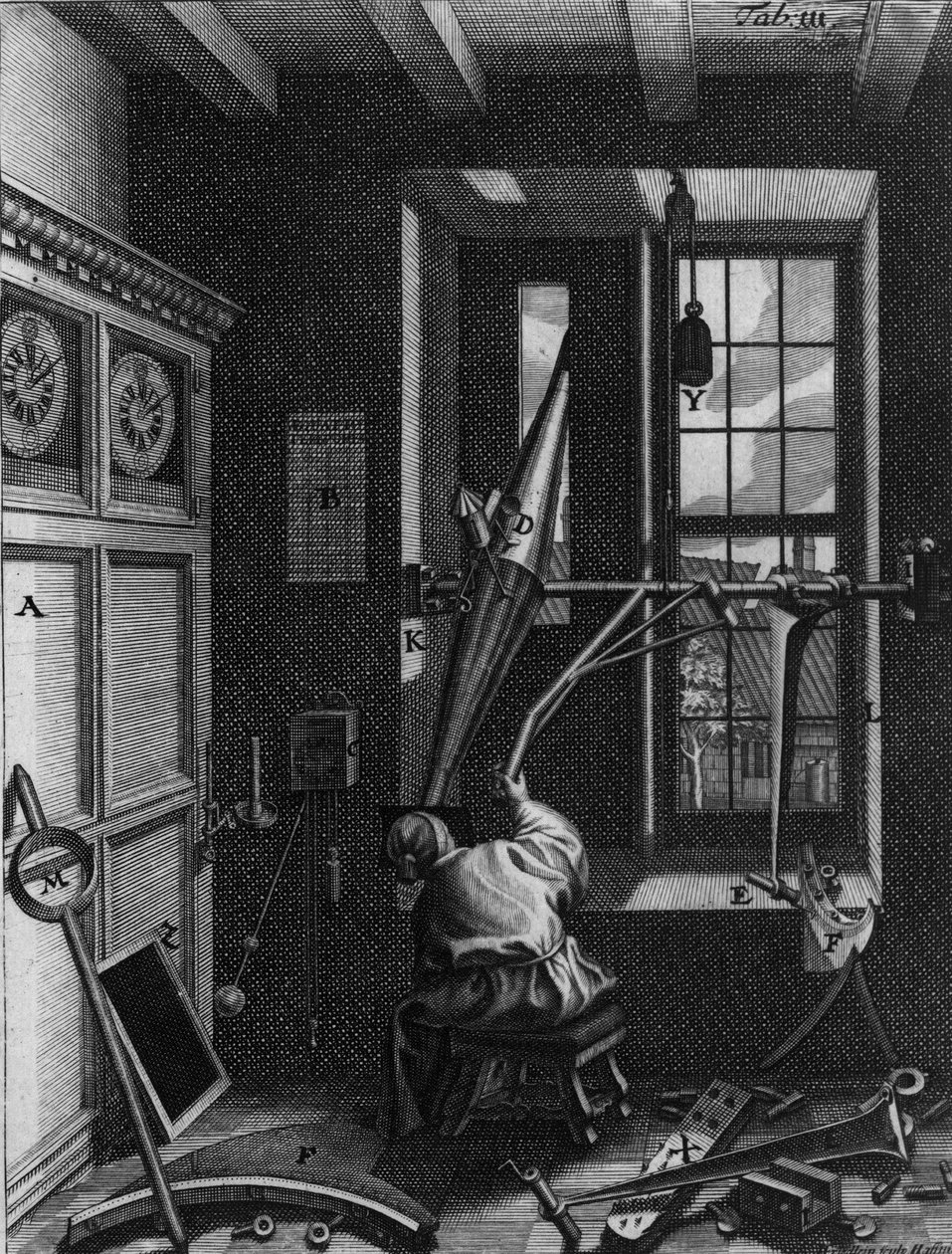 奥劳斯-罗默（Olaus Romer），丹麦天文学家（1644-1710），观察木星卫星的日食情况 作者 未知艺术家