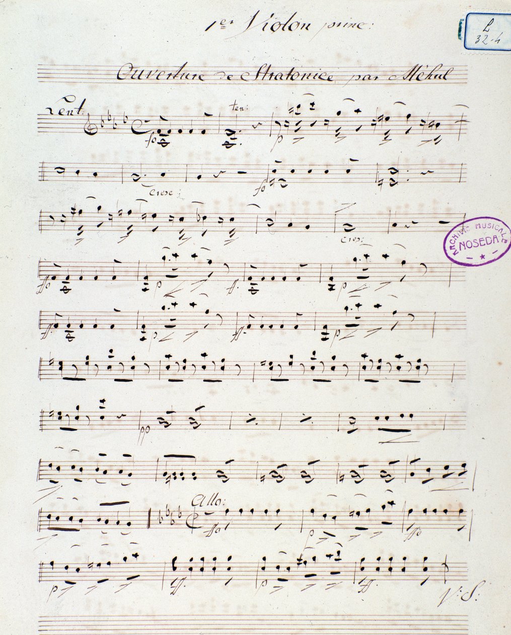 梅胡尔（1792年）的歌剧《Stratonice》开篇页 作者 未知艺术家