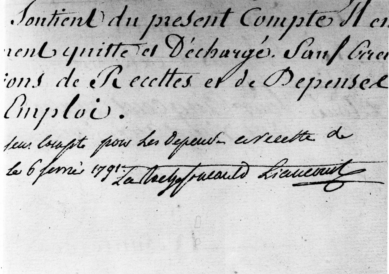 艾因省中央行政部门的命令，Duke de la Rochefoucauld Liancourt - Rochefoucauld Family Archives 的签名。 作者 未知艺术家