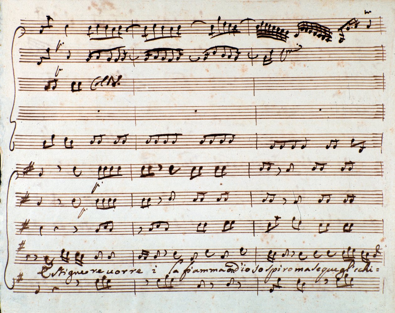 Page of musical score of Estinguere vorrei aria in Griselda opera by Antonio Vivaldi 作者 未知艺术家