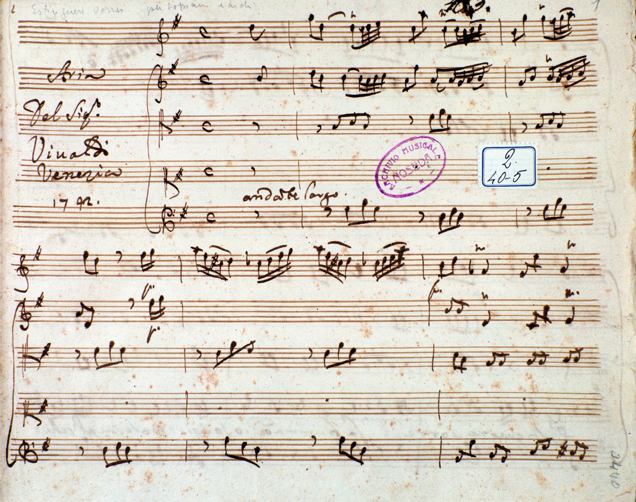 Page of musical score of Estinguere vorrei aria in Griselda opera by Antonio Vivaldi 作者 未知艺术家